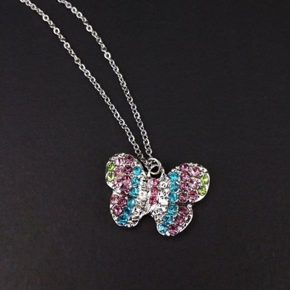 Multicolor color rhinestone butterfly neck… - Picture 5 of 5